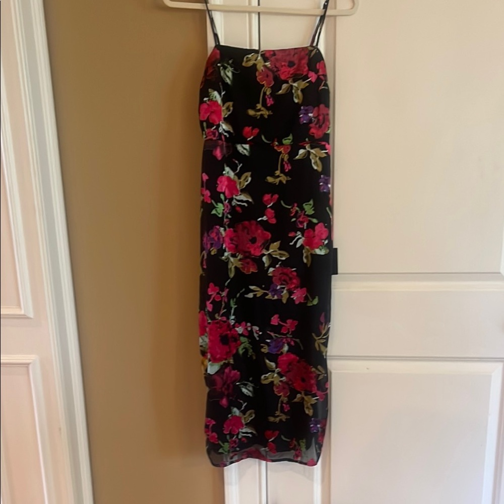 Lulu's Black Dress with Vibrant Floral Design